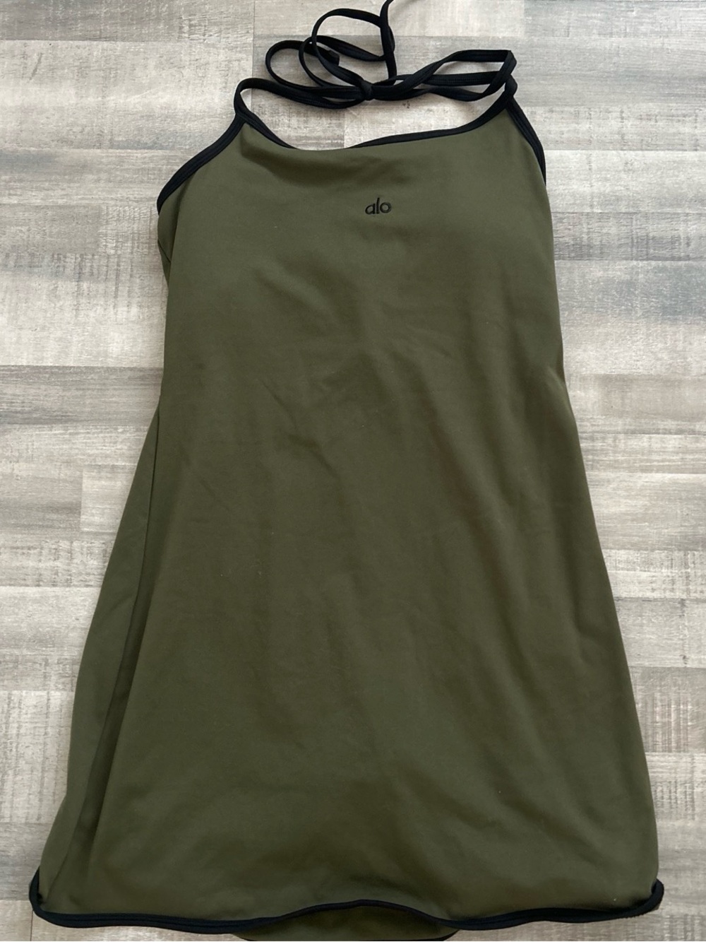 ALO Yoga Olive Green Top with Black Trim